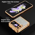 thumbnail image 7 of Compatible with Samsung Galaxy Z Flip 3 5G Luxury Case with Hinge Protection, Classical Plating PC with PU Leather Protective Anti-fingerprint Cover Phone Case for Samsung Z Flip 3, White, 7 of 7