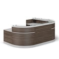 thumbnail image 7 of Esquire Glass Top UShaped Reception Desk with ADA Return  110"W x 79"D Driftwood Laminate/Silver Laminate Desktop Kickplate and Accents/Glass Top, 7 of 7
