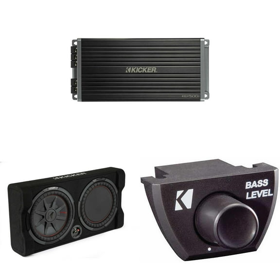 Kicker 48TRTP122  Comp RT 12" Subwoofer Enclosure Package   47KEY5001 Amp, Bass Knob Bundle