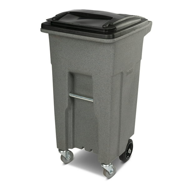 Toter 32 Gal. Graystone Trash Can with Casters and Lid