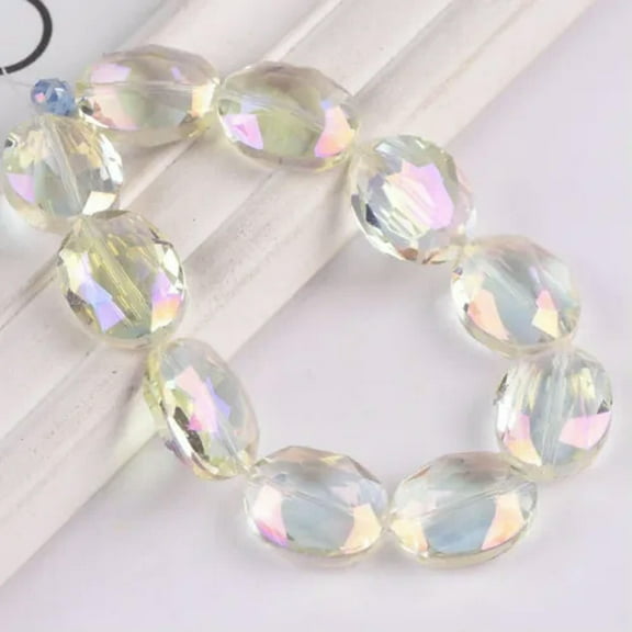 U8MO 10pcs Oval Faceted 12x9mm 16x12mm 20x16mm Crystal Glass Beads for Jewelry Making-Yellow Colorized-16x12mm