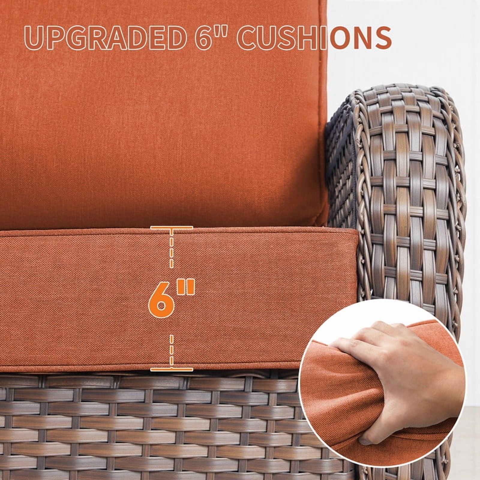 24" x 22" x 6" Outdoor Seat and Back Cushion, Pack of 1, Replacement Furniture Cushions Deep Seating for Patio Sofas Chairs, Orange