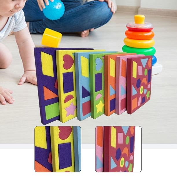 Rompecabezas de 7 piezas con formas geométricas, espuma de reconocimiento, habilidades motoras finas, juguetes educativos de aprendizaje para niños y