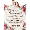 thumbnail image 1 of LHSHID 25th Anniversary Blanket Gifts Gift for 25th Wedding Anniversary 25 Years of Marriage Gift for Ruby Wedding Anniversary for Couple Yess Wife Husband Dad Mom Back Throw Blanket 60x80in, 1 of 6