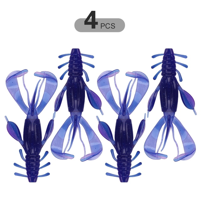 TFixol 4-Pack Realistic PVC Shrimp Lures, 10cm, 6th Color, Eco-Friendly Freshwater Fishing Baits