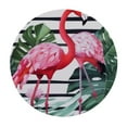 thumbnail image 2 of JEUXUS  Table Cloth Flamingo Round Tablecloth Birds Pink Flamingos Flower Green Palm Leaves in Black White Stripes Tablecloths for Round Tables Small Round Tablecloth Table Cover for Outdoor, 2 of 7