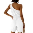 thumbnail image 7 of Hurxie Womens Sleeveless Romper Eyelet Elastic Waist with Pockets Casual Short Pants Jumpsuit Summer Beach Vacation Outfit White,XL, 7 of 7