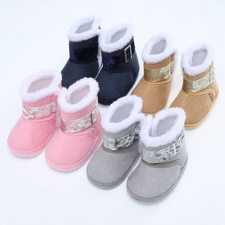 

URMAGIC 0-18M Newborn Baby Cute Boots Winter Infant Soft Sole Anti-Slip Shoes Toddler Solid Button Snow Warm Boots