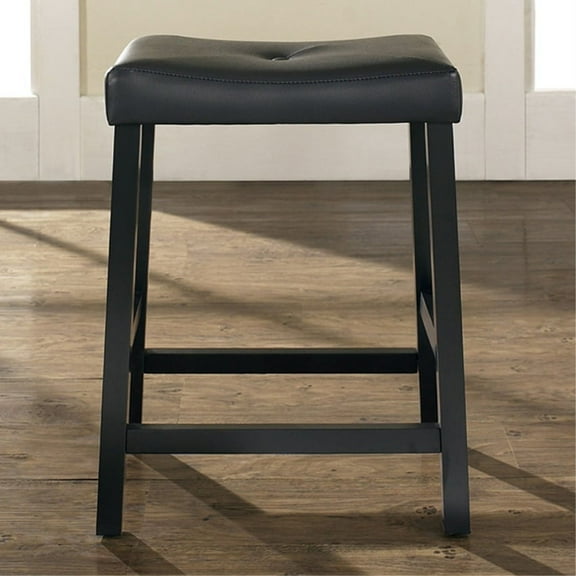 Comfortable and Stylish Upholstered Saddle Seat Stool - Durable Hardwood Construction - Faux Leather PVC Upholstery - 24" Seat Height - Ideal for Dining or Counter Seating