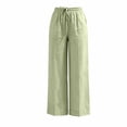 thumbnail image 6 of hoksml Summer Women Linen Casual Pants Elastic High Waist Straight Leg Trousers, Loose Beach Vacation Pants with Pockets, 6 of 6