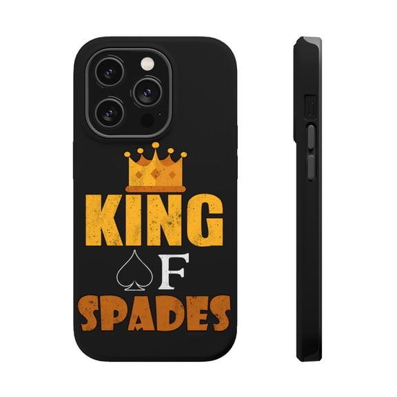 DistinctInk Tough Case for Apple iPhone 15 PRO (6.1" Screen), Compatible with MagSafe Charging - King Of Spades