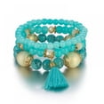 thumbnail image 3 of 5 juegos de cuentas bohemias a mano, pulsera multicapa con flecos, pulseras elásticas, joyería para mujer Feliz Sencillez, 3 of 5