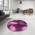 thumbnail image 4 of Ahgly Company Machine Washable Indoor Round Transitional Neon Pink Area Rugs, 7' Round, 4 of 7
