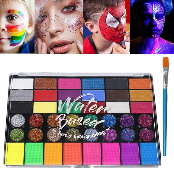 Professional Face Paint Kit with Brushes Tutuviw 42 Colors Non Toxic Water Based Body Painting Kit Easy To Remove Body Painting Party Makeup Set for Christmas Color Temporary Hair Wax