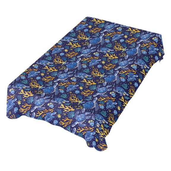 JSTEL Sea Turtle Coral Fish Table Cloth Square 54 x 54 Inch Tablecloth Anti Wrinkle Table Cover for Dining Kitchen Parties