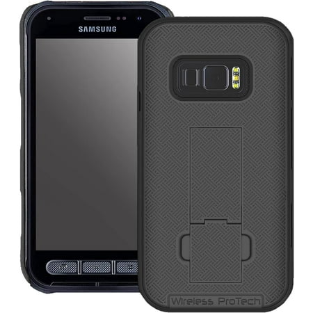 Wireless PROTECH Case Compatible with Samsung Galaxy XCover FieldPro Phone Model SM-G889. Slim Protective Rugged Case with Built-in Kickstand (Black) Wireless PROTECH Case Compatible with Samsung Galaxy XCover FieldPro Phone Model SM-G889. Slim Protective Rugged Case with Built-in Kickstand (Black)