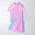 thumbnail image 5 of Einccm Children's 2-Piece Conservative Swimwear Set for 3-16 Years, Sun Protection Quick-Dry Fabric, Color Block Design with Summer Print, Ideal for Swimming, Surfing, and Beach Activities, 5 of 5