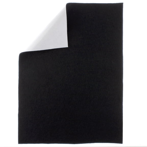 Hairbow Center Merino Wool Blend Felt Crafting Sheets Adhesive Backed, 8 5/8 x 11 5/8 Inch, Black