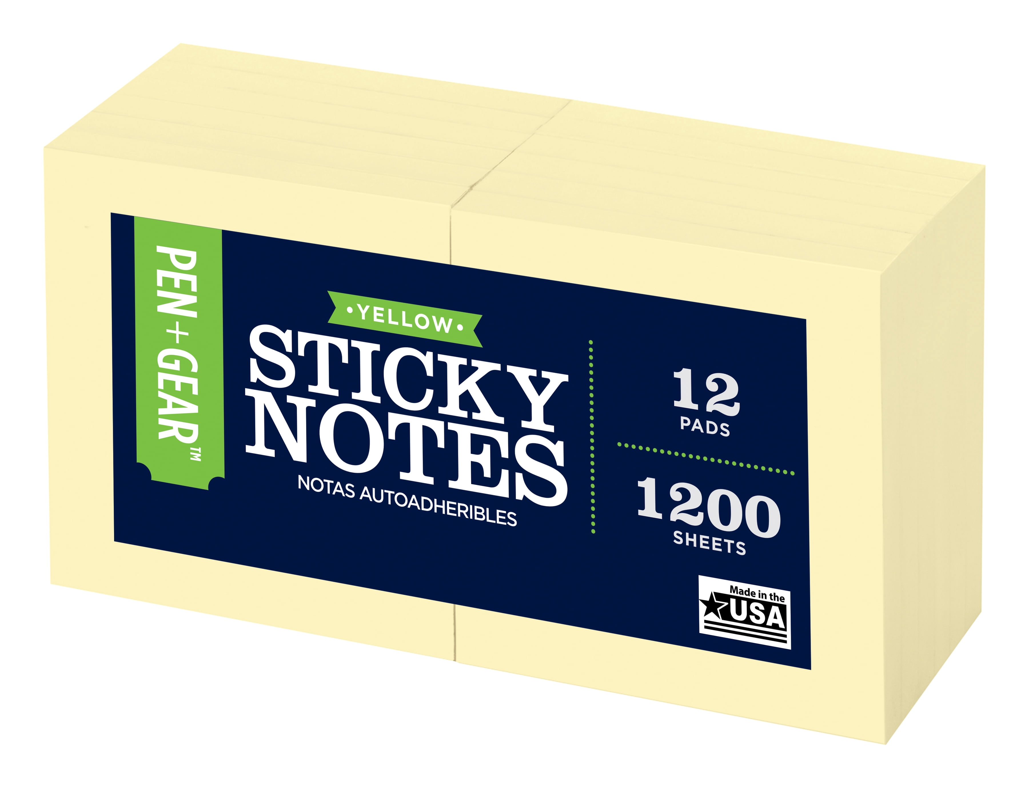 Pen + Gear Sticky Notes, Yellow, 3 inches X 3 inches, 12 Pads, 1200 sheets