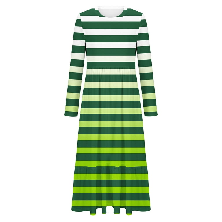 Wedding Guest Dresses Women's Fall Long Sleeve Maxi Dresses 2024 Casual  Crew Neck Flowy a Line Wedding Guest Dress with Pockets S-199 Green S -  Walmart.com