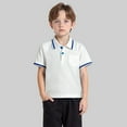 thumbnail image 2 of Toddler Boys' Polo Shirt White Shirt Boys Casual Blouse Tops Pullover Short Sleeve Polo Shirts for Boys 12-18 Months, 2 of 4