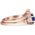 thumbnail image 5 of Two Piece Round Vintage Style Ring Blue Sapphire Cubic Zirconia Rose Tone 925 Sterling Silver, Size 7, 5 of 7