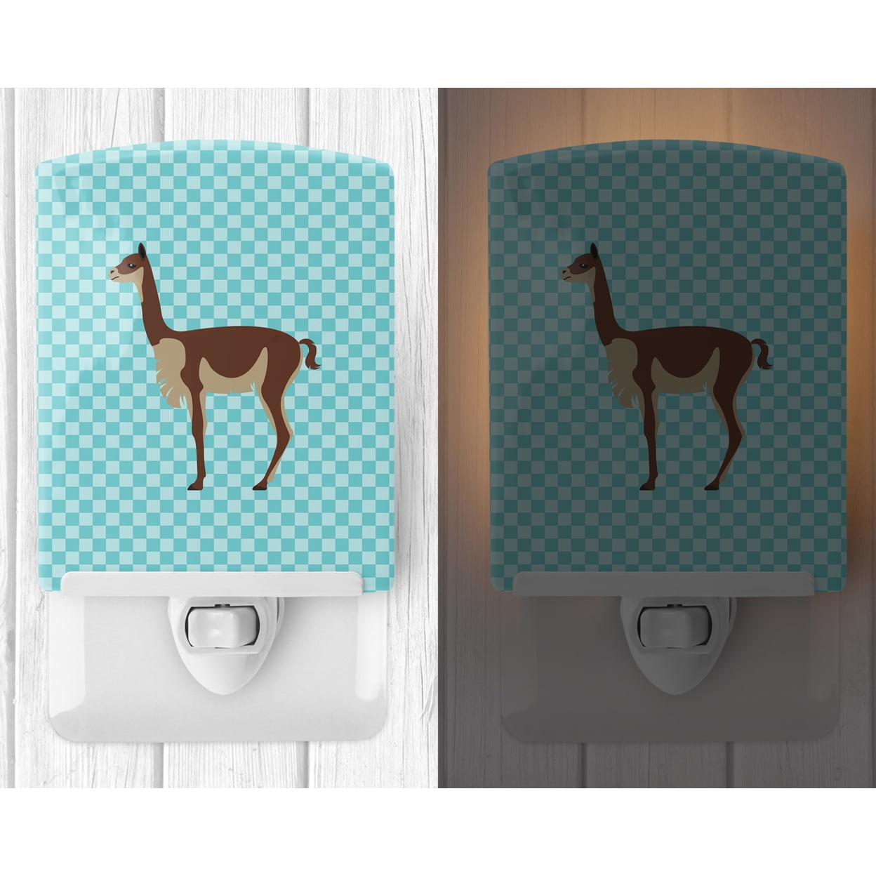 Vicugna or Vicuna Blue Check Ceramic Night Light