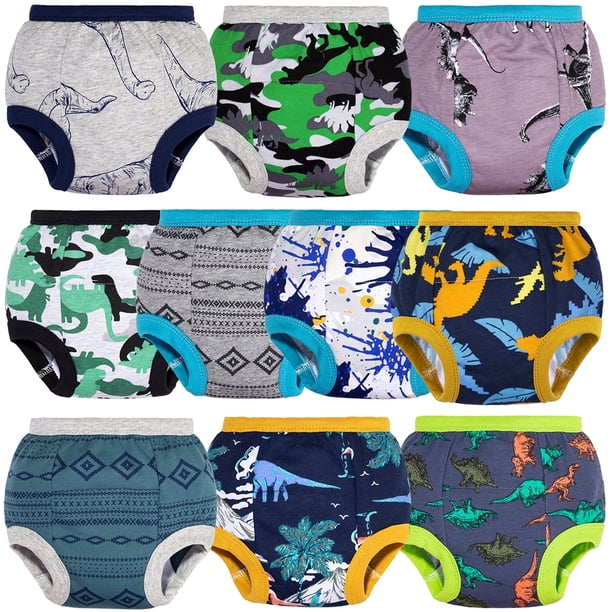 BIG ELEPHANT Pantalones de Entrenamiento para Bebés Niños, Ropa Interior de Entrenamiento Suave de Algodón para Niños Pequeños, Paquete de 10, Talla 4T