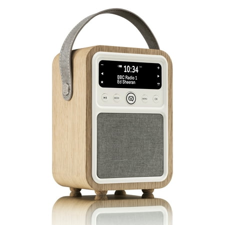 Monty by VQ | Radio & Bluetooth Speaker with AM/FM & HD Radio, Dual Alarm Clock, Mains or Battery – Real Wood Oak