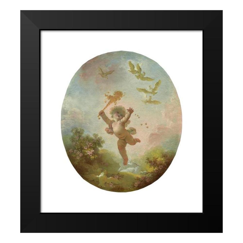 Jean-Honoré Fragonard 12x14 Black Modern Framed Museum Art Print Titled - Love as Folly (C. 1773-1776)