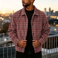 thumbnail image 5 of gzxflxpge Men's Corduroy Jacket Causal Regular Fit Snap Button Plaid Coat Vintage Long Sleeve Lapel Collared Fall Winter Outerwear with Pockets Red 2XL, 5 of 9