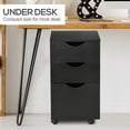 thumbnail image 3 of HOMCOM 3 Drawer Mobile File Cabinet with Wheels, Wood Filing Cabinet for Home Office, Rolling Under Desk Cabinet, Black, 3 of 9