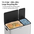 thumbnail image 3 of SolaceCove Dual Trash and Recycling Bins for Kitchen, 13+5 Gallon Stainless Steel Garbage and Recycle Bin Combo for Large Families, Dual Trash Can with Soft Close Lid, Removable Liner Buckets, Silver, 3 of 7