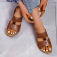 thumbnail image 3 of Aayomet Sandals for Women Ladies Fashion Leather Carved Hollow Platform Beach Sandals And Slippers,Brown 9, 3 of 5
