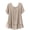 Khaki, variant on Women's Linen Short Sleeve Two-Layer Shirt, Casual Crewneck Cute Flowy Frill Hem Blouse Tops for Spring Summer Beach Vacation, Daily Outings and Casual Wear-Yellow