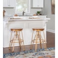 thumbnail image 5 of Linon Farhart 25"-29" Adjustable Height Round Backless Swivel Bar Stool, Matte Gold/Aged Walnut, 5 of 12