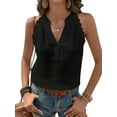 thumbnail image 2 of Women'S Elegant - V Neck Sleeveless Blouse Guipure Lace Work Office Top Black L, 2 of 7