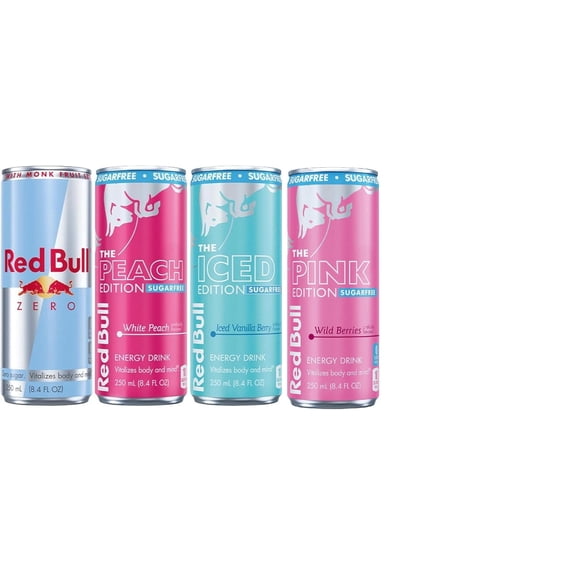 Red Bull Energy Drink Sugar Free Variety with 2025 Summer White Peach. 8.4fl.oz (Pack of 24)