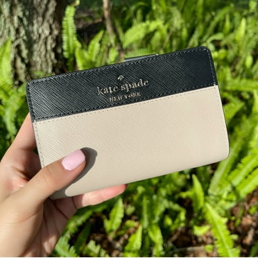 Kate Spade New York staci colorblock medium compact bifold wallet (Warm Beige)