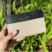 Kate Spade New York staci colorblock medium compact bifold wallet (Warm Beige)