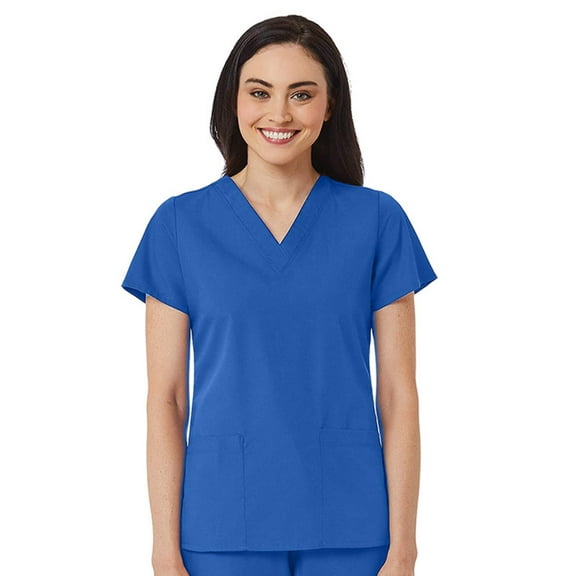 Red Panda Women's V-Neck Two Pocket Solid Scrub Top