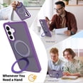 thumbnail image 3 of Asuwish Phone Case for Samsung Galaxy A57 5G Tempered Glass Screen Protector Magnetic Folding Stand Frosted Translucent Rugged Shockproof Protective Cell Cover A 57 57A LTE Women Men Deep Purple, 3 of 6