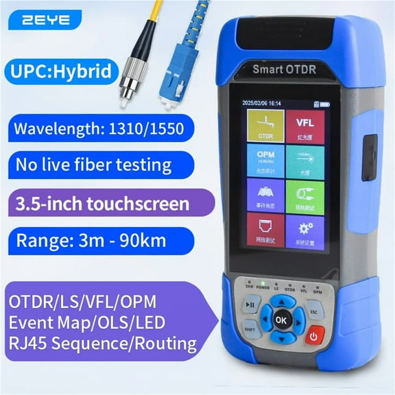 OTDR Fiber Optic Reflectometer 1310/1550nm With VFL OLS OPM Event Map Cable Sequence/tracing 24/22dB For 90km Tester ,Accurate