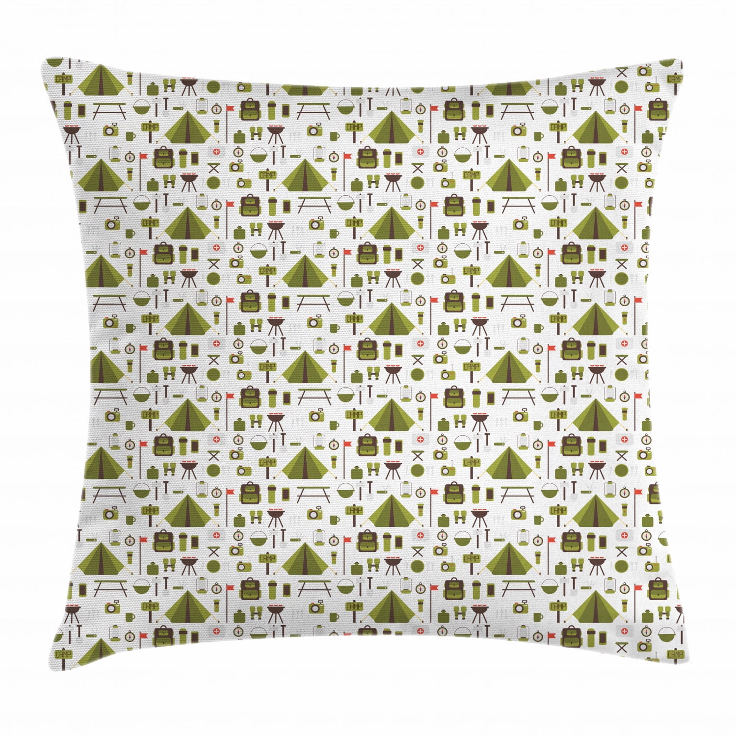 Boy Scout Throw Pillow Cushion Cover Backpack Axe Tent Lantern Camp Concept Adventure Barbecue Graphic Decorative Square Accent Pillow Case 18 X 18 Inches Olive Green Brown Coral By Ambesonne Walmart Com