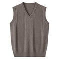 thumbnail image 2 of Men's Knitted Pullover Sweater Casual Crewneck Long Sleeve Solid Color Elastic Warm Cozy Top Daily Wear Street Style Autumn Winter | TOPLIU,Camel L, 2 of 5