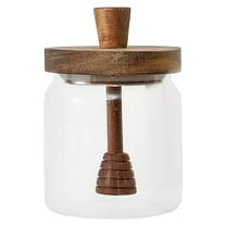 Oimcto Practical Less than $5 Transparent Honey Storage Jarpot Airtight Glass Jar with Stick and Wooden Lid Containers for Storing Jar for Home Kitchen,Include:1X Honey Storage Jar