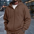 thumbnail image 4 of Men'S Sweatshirts Fleece Oversized Hooded Sweatshirt with Pockets Long Sleeve Zip Up Hoodie Warm Fall Sweatshirt,XL,Brown, 4 of 4
