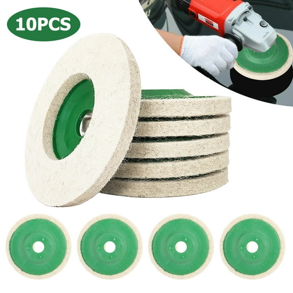 10Pcs 4" Wool Polishing Discs Finishing Wheel Buffing Pads for 100 Angle Grinder