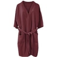 thumbnail image 1 of Bata De Baño Rasurada 100% Algodón Absorbente, Extra Suave con Bolsillos Laterales y Cinturón - Unisex y Unitalla-Vino, 1 of 1