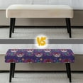 thumbnail image 6 of Psesaysky Purple Sugar Skull Print Bench Covers Slipcover Decorative Stretch Bench Cushion Cover with Elastic Band Rectangle Chair Cover for Home Patio, Living Room, 6 of 7